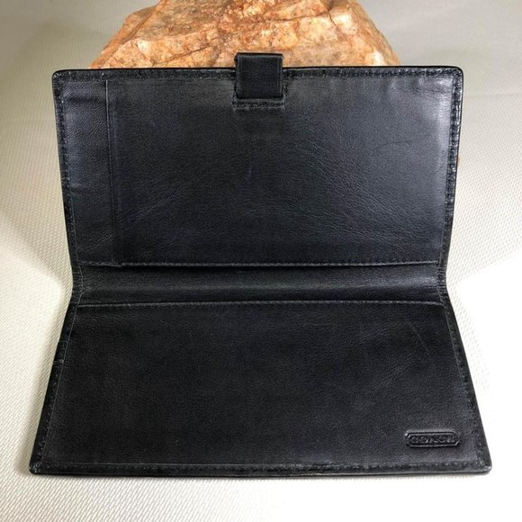 Coach signature Black Canvas Leather Trim Bifold Check Wallet - Picture 3 of 4